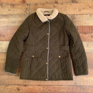 Croft and barrow quilted brown warm Sherpa lined jacket - S